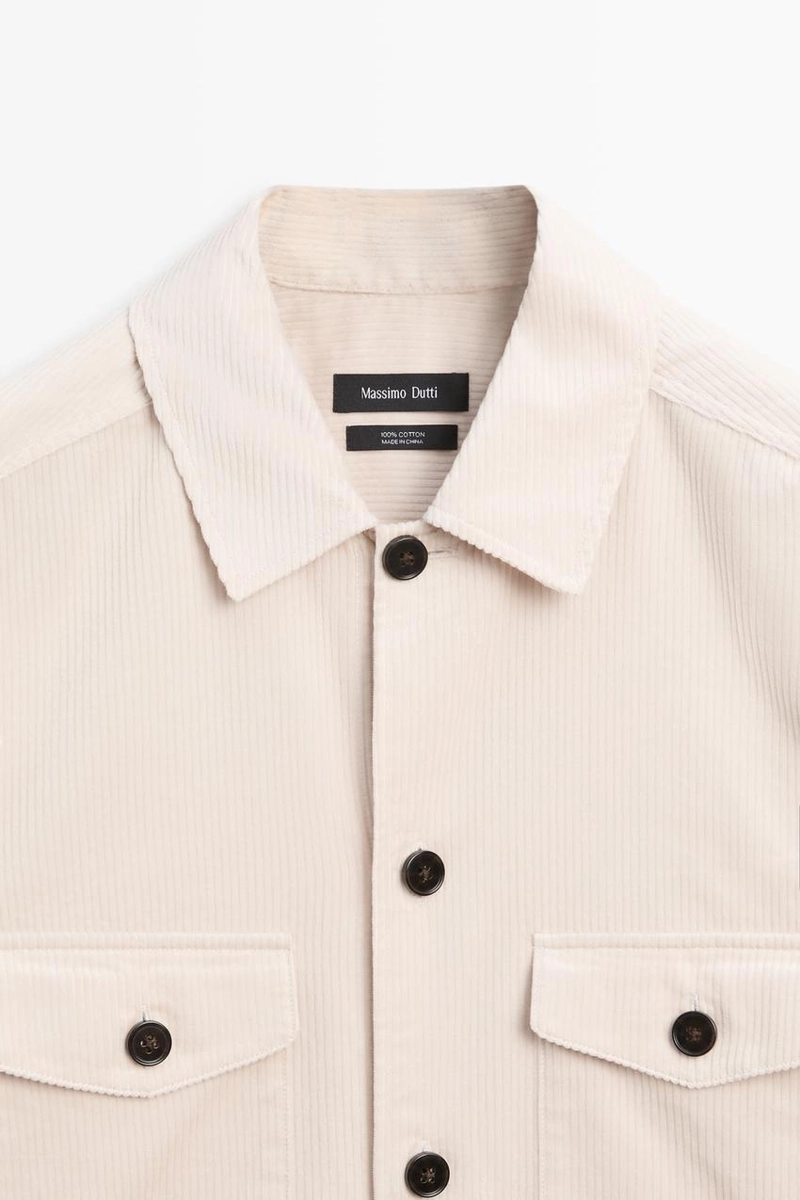 Вельветовая рубашка-overshirt с деталями карманов