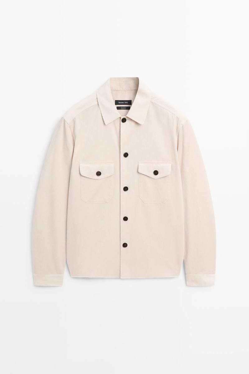 Вельветовая рубашка-overshirt с деталями карманов