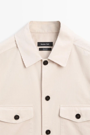 Вельветовая рубашка-overshirt с деталями карманов- Заказать в России