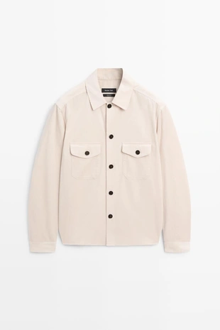 Вельветовая рубашка-overshirt с деталями карманов- Заказать в России