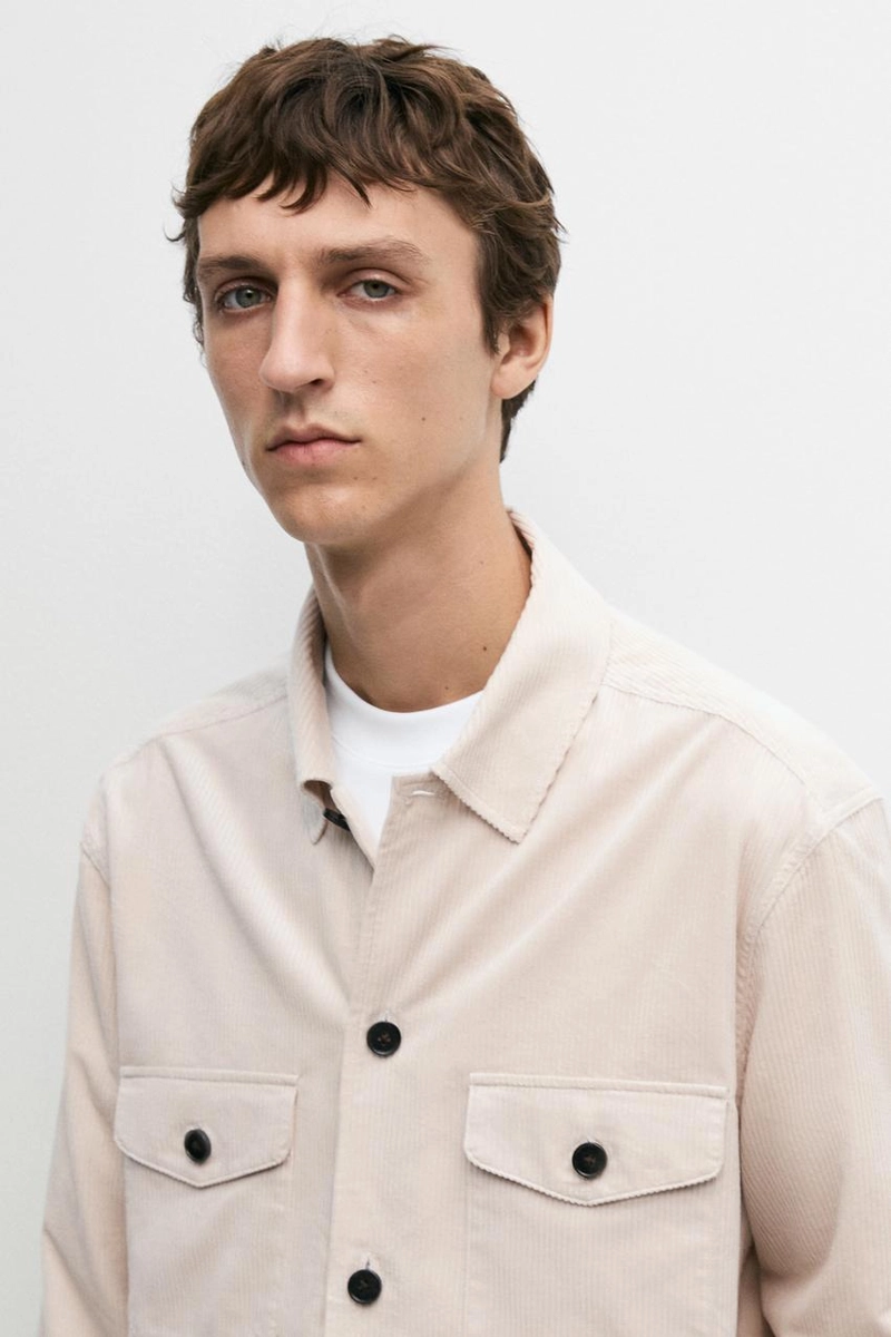 Вельветовая рубашка-overshirt с деталями карманов