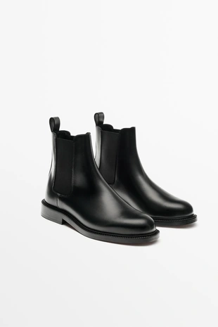 BLACK | 2050/850/800 - Massimo Dutti Кожаные ботинки челси
