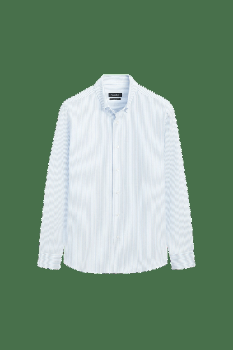 Рубашка regular fit с полосатым узором из ткани оксфорд