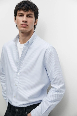 Купить Massimo Dutti Рубашка REGULAR FIT с полосатым узором из ткани оксфорд