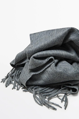 Шарф из шерстяной смеси с бахромой- Заказать в России