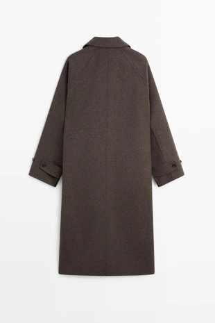 LEAD | 6427/730/818 - Massimo Dutti Длинное пальто из меланжа с шерстяной смесью