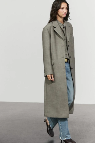 Купить Massimo Dutti Длинное пальто из 100% шерсти