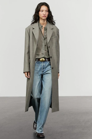 MINK | 6450/763/706 - Massimo Dutti Длинное пальто из 100% шерсти