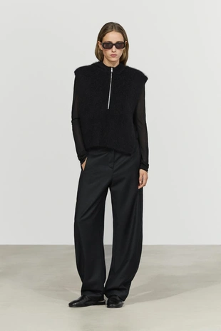 BLACK | 6310/862/800 - Massimo Dutti Жилет с капюшоном, 100% кашемир