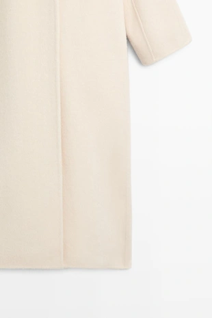 Off white | 6428/712/251 - Massimo Dutti Длинное пальто из 100% шерсти с шарфом