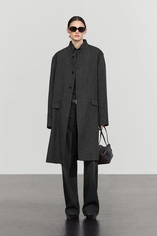 Купить Massimo Dutti Пальто с высоким воротником из шерстяной смеси
