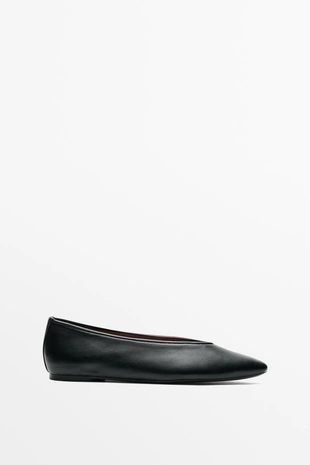 Купить Massimo Dutti Балеринки из мягкой кожи с заостренным носком