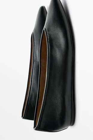 BLACK | 1525/850/800 - Massimo Dutti Балеринки из мягкой кожи с заостренным носком