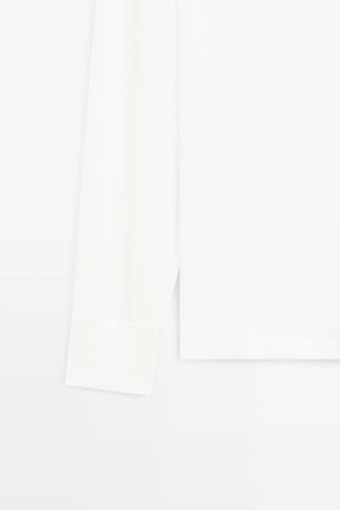 Off white | 6830/802/251 - Massimo Dutti Футболка с длинным рукавом и круглым вырезом MASSIMO DUTTI