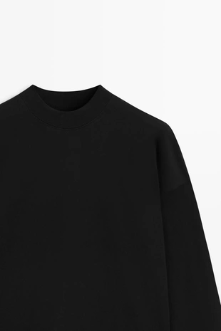 BLACK | 6830/802/800 - Massimo Dutti Футболка с длинным рукавом и круглым воротником