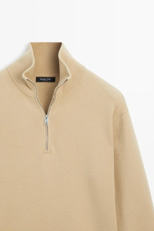 Купить Massimo Dutti Вязаный шерстяной свитер с воротником-стойкой