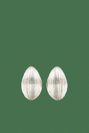 SILVER | 4605/859/808 - Massimo Dutti Серебристые овальные серьги-кольца с тонкой полоской