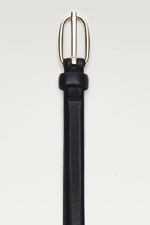 BLACK | 6107/694/800 - Massimo Dutti Кожаный ремень с овальной пряжкой – ограниченная серия