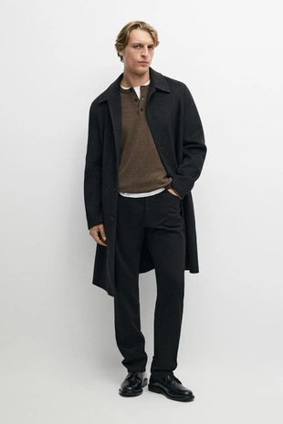 CHARCOAL | 3674/574/801 - Massimo Dutti Длинное пальто из шерстяной смеси