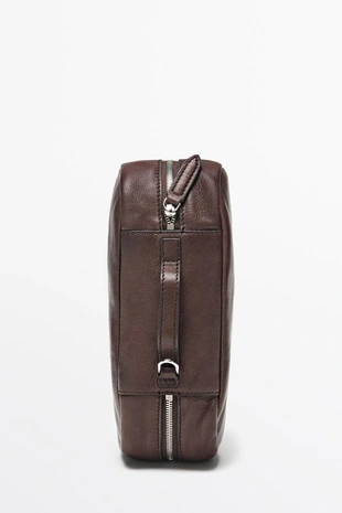 Купить Massimo Dutti Овальная косметичка из кожи наппа