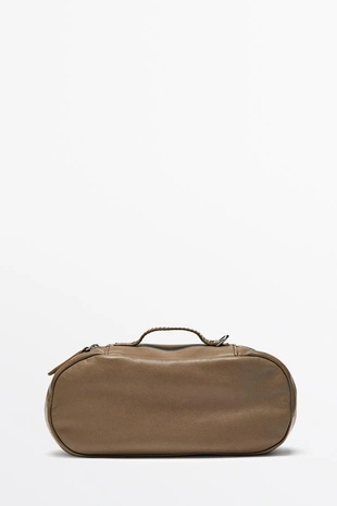 Купить Massimo Dutti Овальная косметичка из кожи наппа