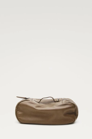 MOLE BROWN | 4638/646/830 - Massimo Dutti Овальная косметичка из кожи наппа