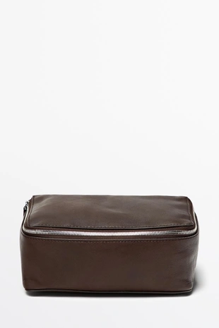 Купить Massimo Dutti Прямоугольная косметичка из кожи наппа