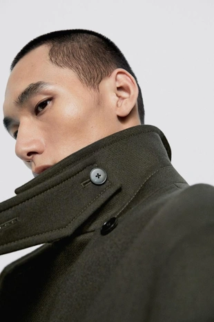 Купить Massimo Dutti Двубортное длинное пальто - ограниченная серия