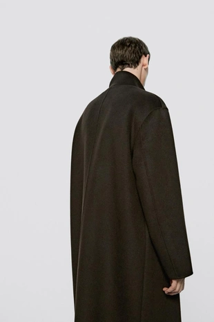 Купить Massimo Dutti Длинное шерстяное пальто с карманами - лимитированная серия
