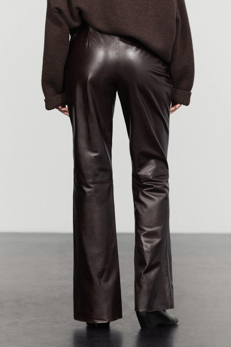 Брюки клёш из кожи наппа с швами