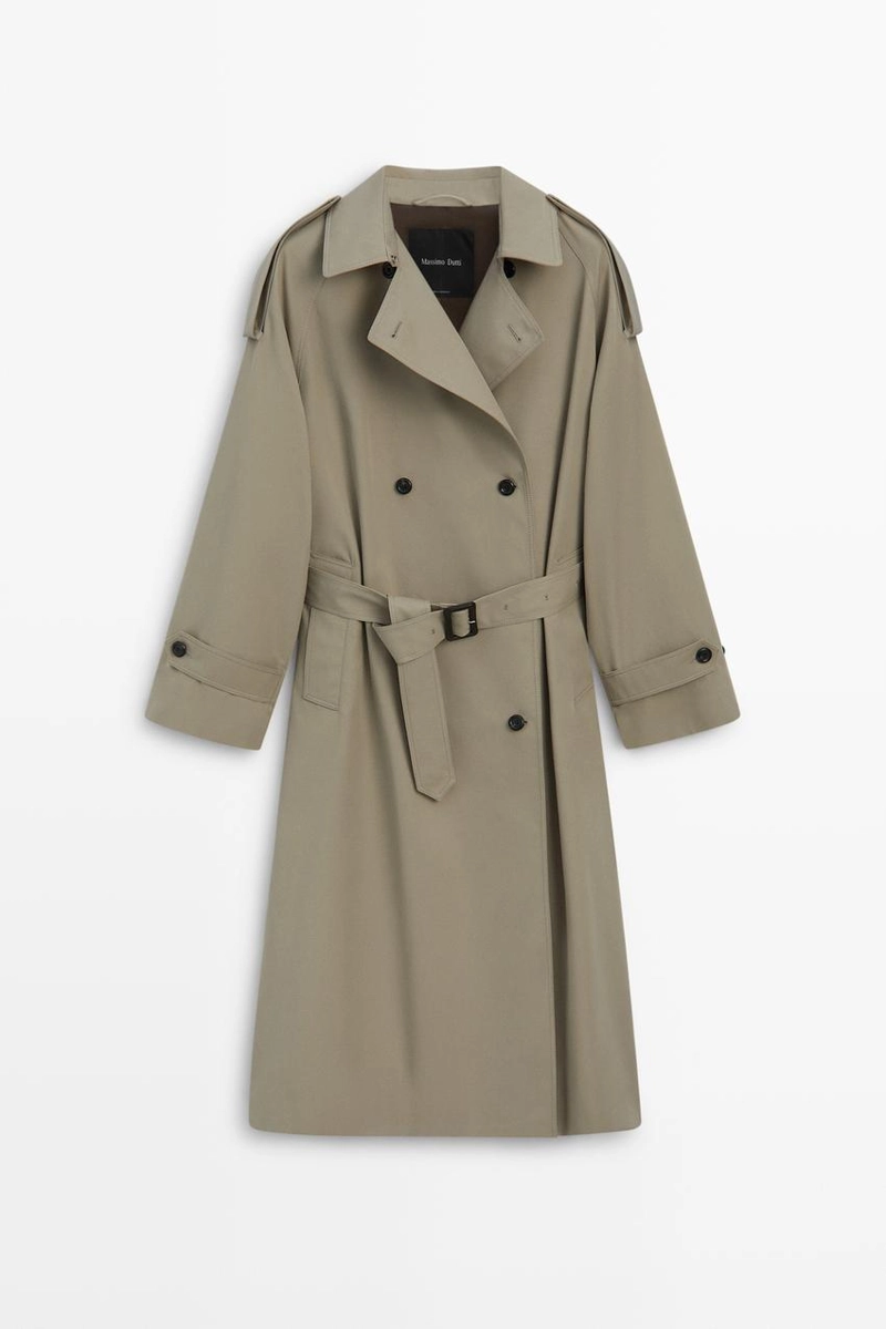 Двубортный тренч massimo dutti