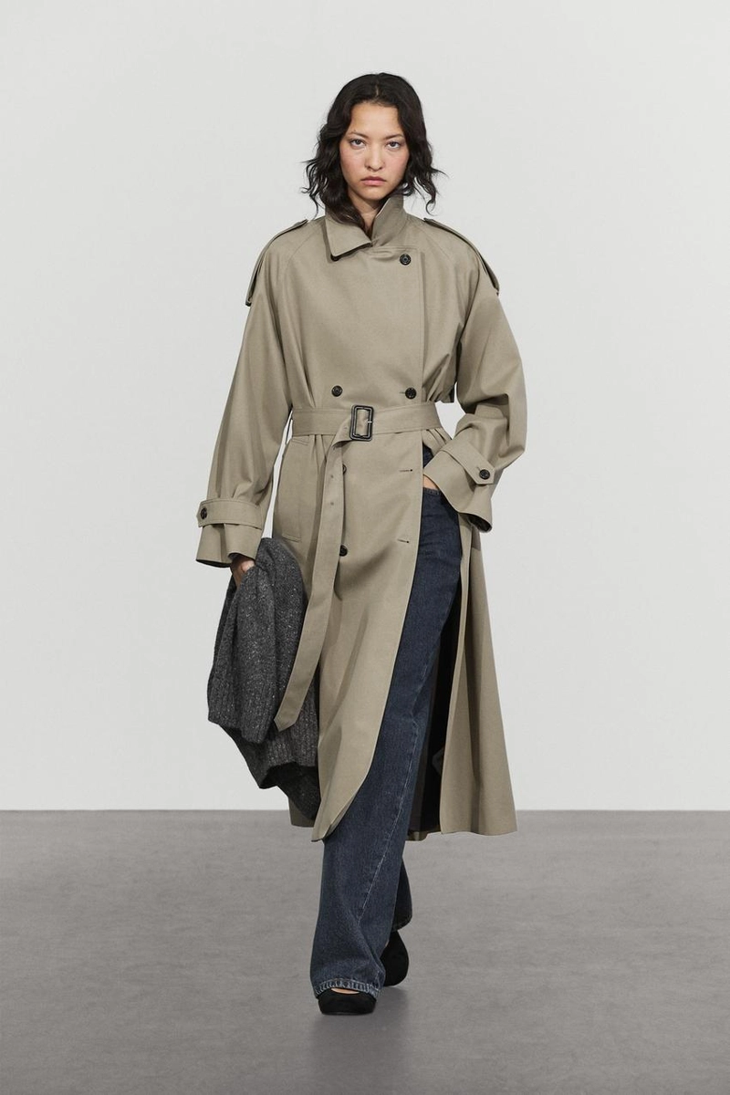 Двубортный тренч massimo dutti