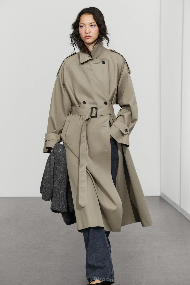 Двубортный тренч massimo dutti