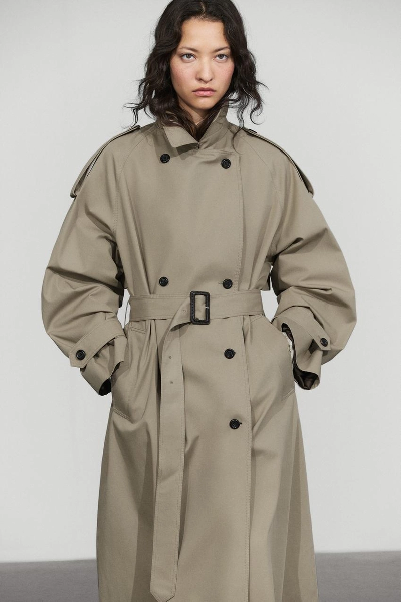 Двубортный тренч massimo dutti