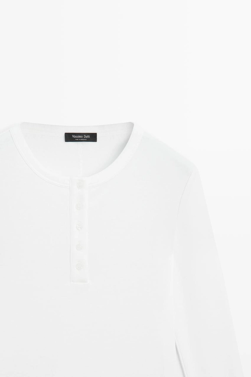Футболка с длинным рукавом henley из 100% хлопка