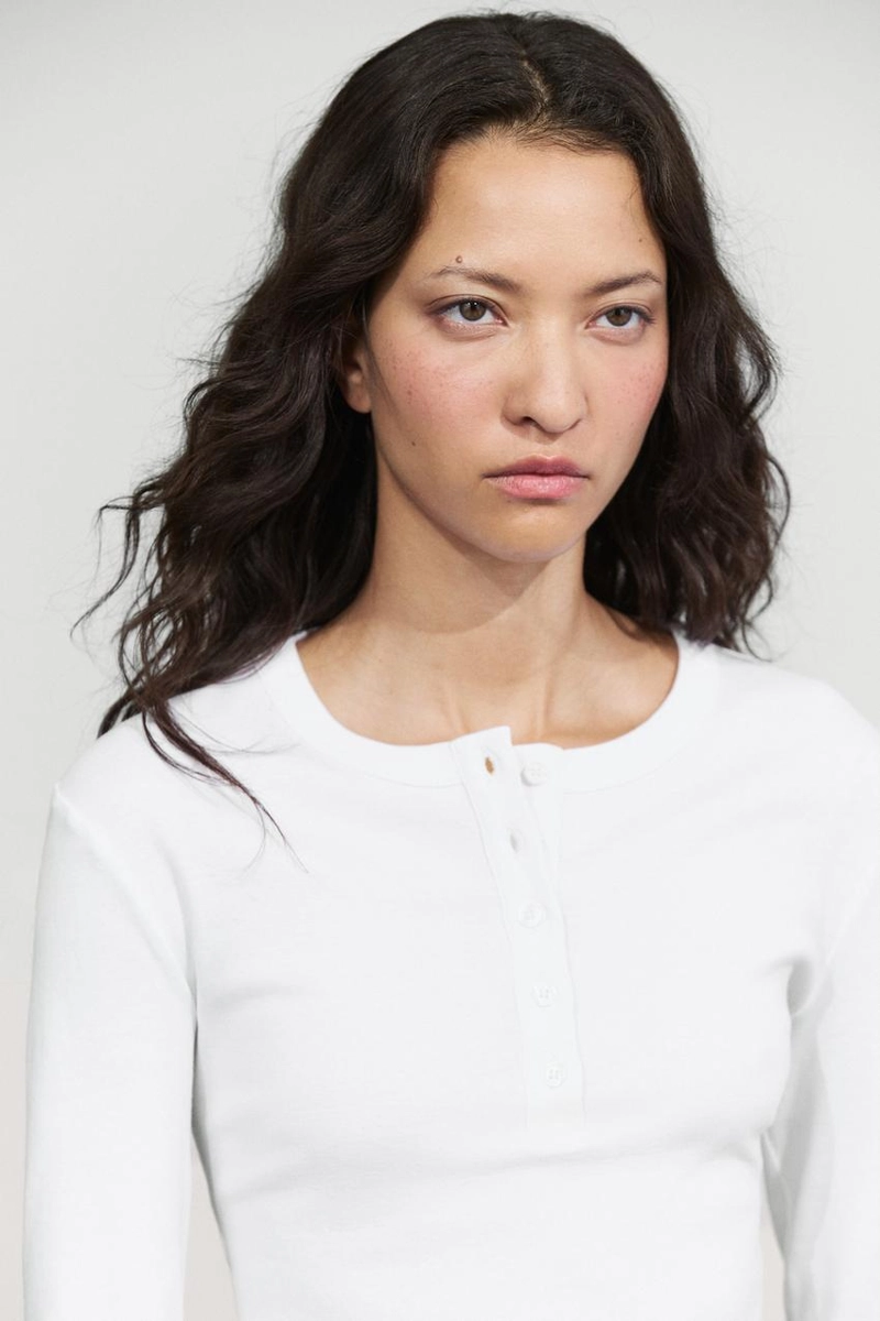 Футболка с длинным рукавом henley из 100% хлопка