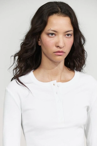 Футболка с длинным рукавом henley из 100% хлопка- Заказать в России