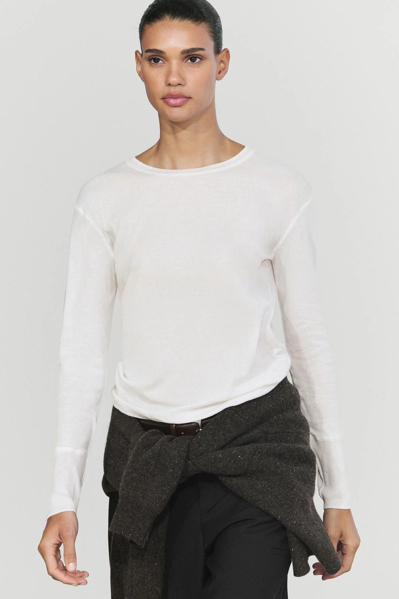 Футболка с длинными рукавами и деталями манжет от massimo dutti