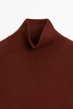 Купить Massimo Dutti Вязаный шерстяной свитер с имитацией водолазки
