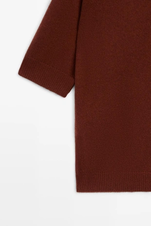BURGUNDY | 5720/549/122 - Massimo Dutti Вязаный шерстяной свитер с имитацией водолазки
