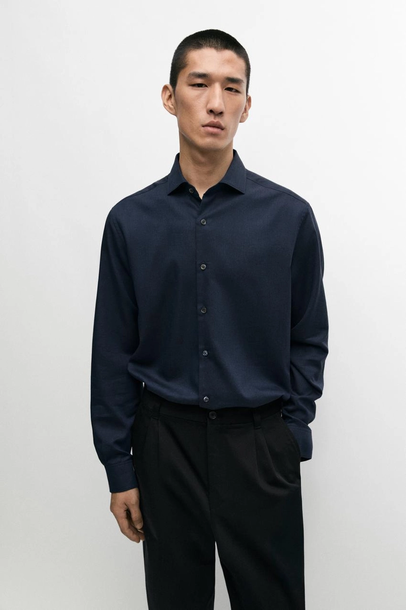 Рубашка regular fit из хлопковой смеси