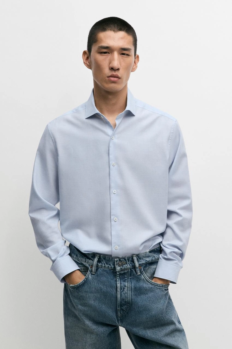 Рубашка regular fit из хлопкового микса