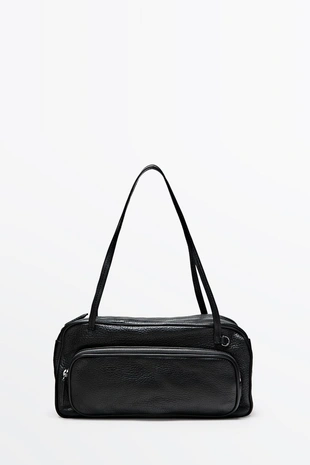 Купить Massimo Dutti Средняя сумка для боулинга из кожи наппа