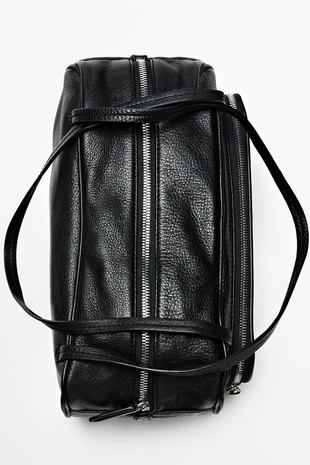 BLACK | 6988/647/800 - Massimo Dutti Средняя сумка для боулинга из кожи наппа