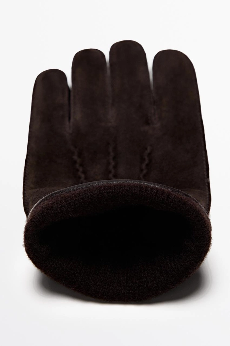 Перчатки из кожи с контрастной отделкой massimo dutti