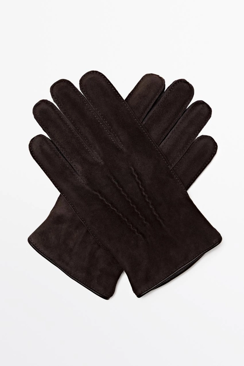 Перчатки из кожи с контрастной отделкой massimo dutti