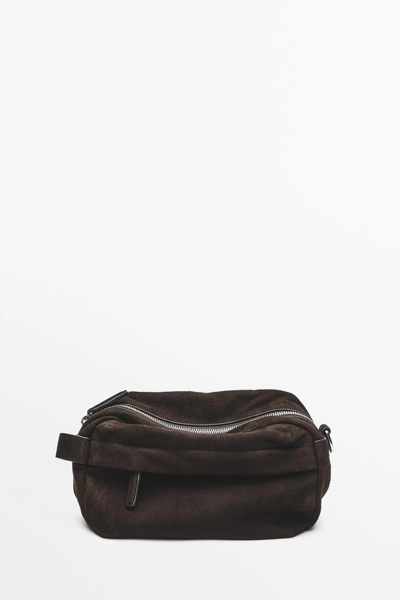 Кожаная косметичка из замши