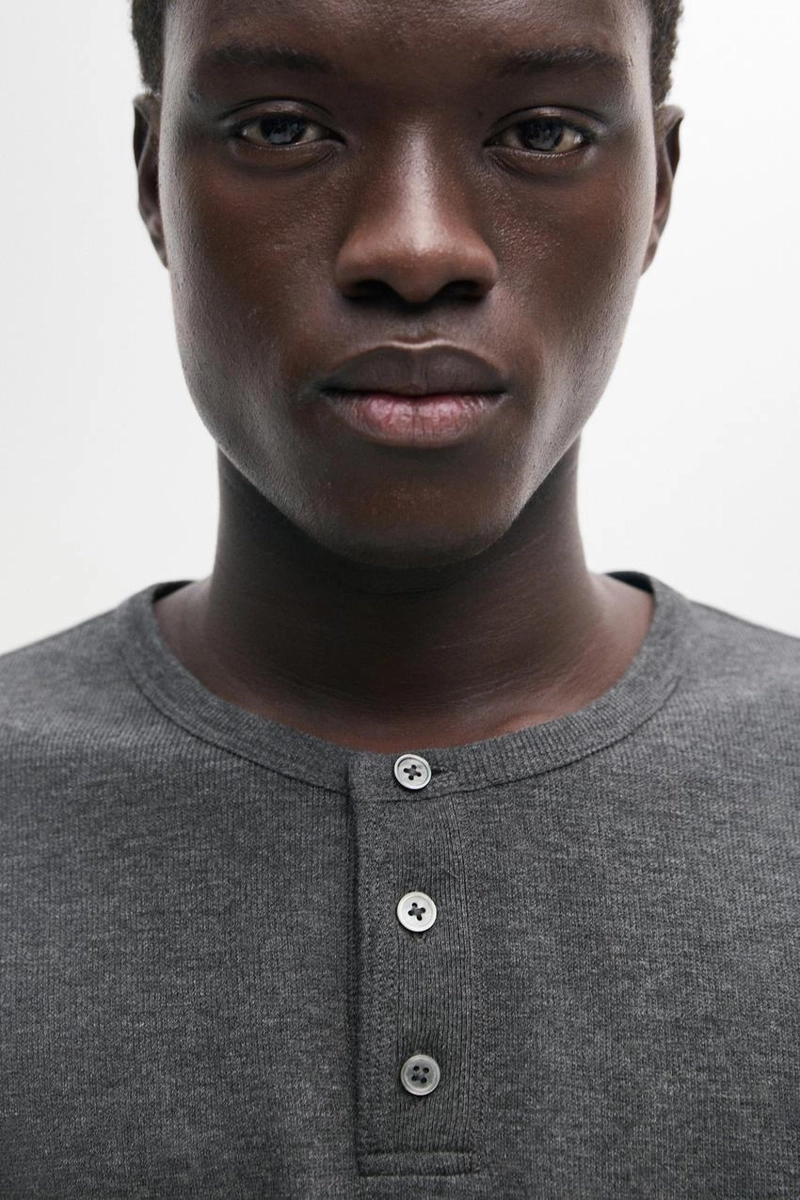 Футболка henley из хлопкового микса