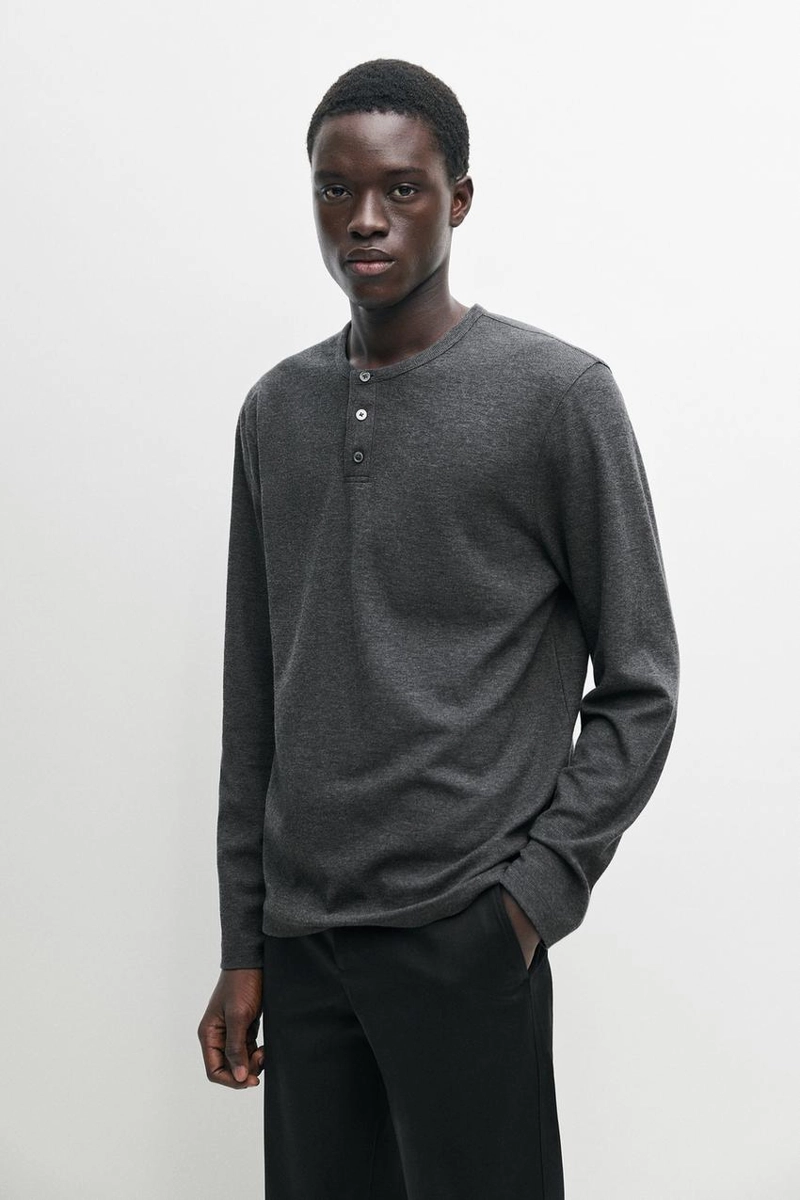 Футболка henley из хлопкового микса