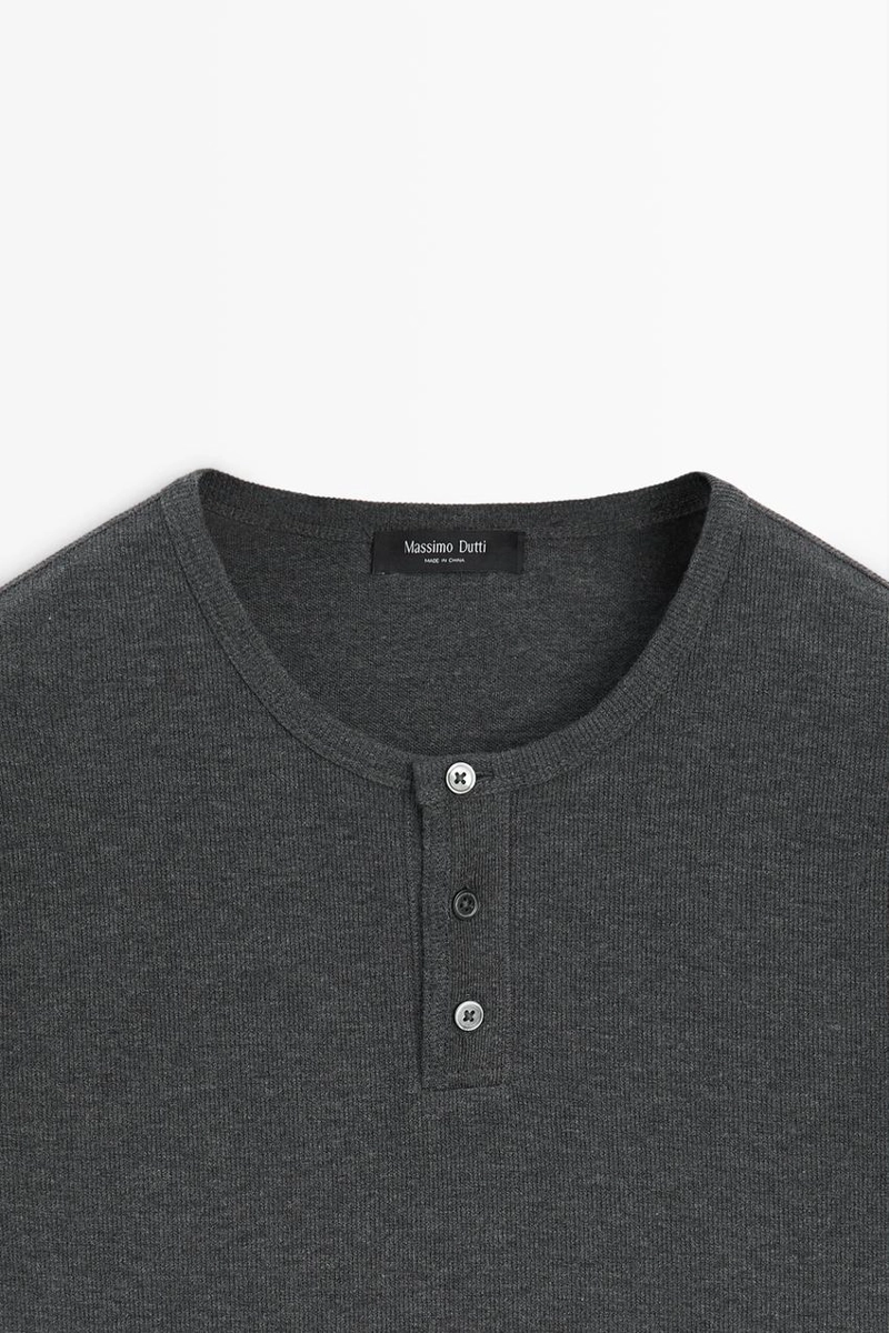 Футболка henley из хлопкового микса